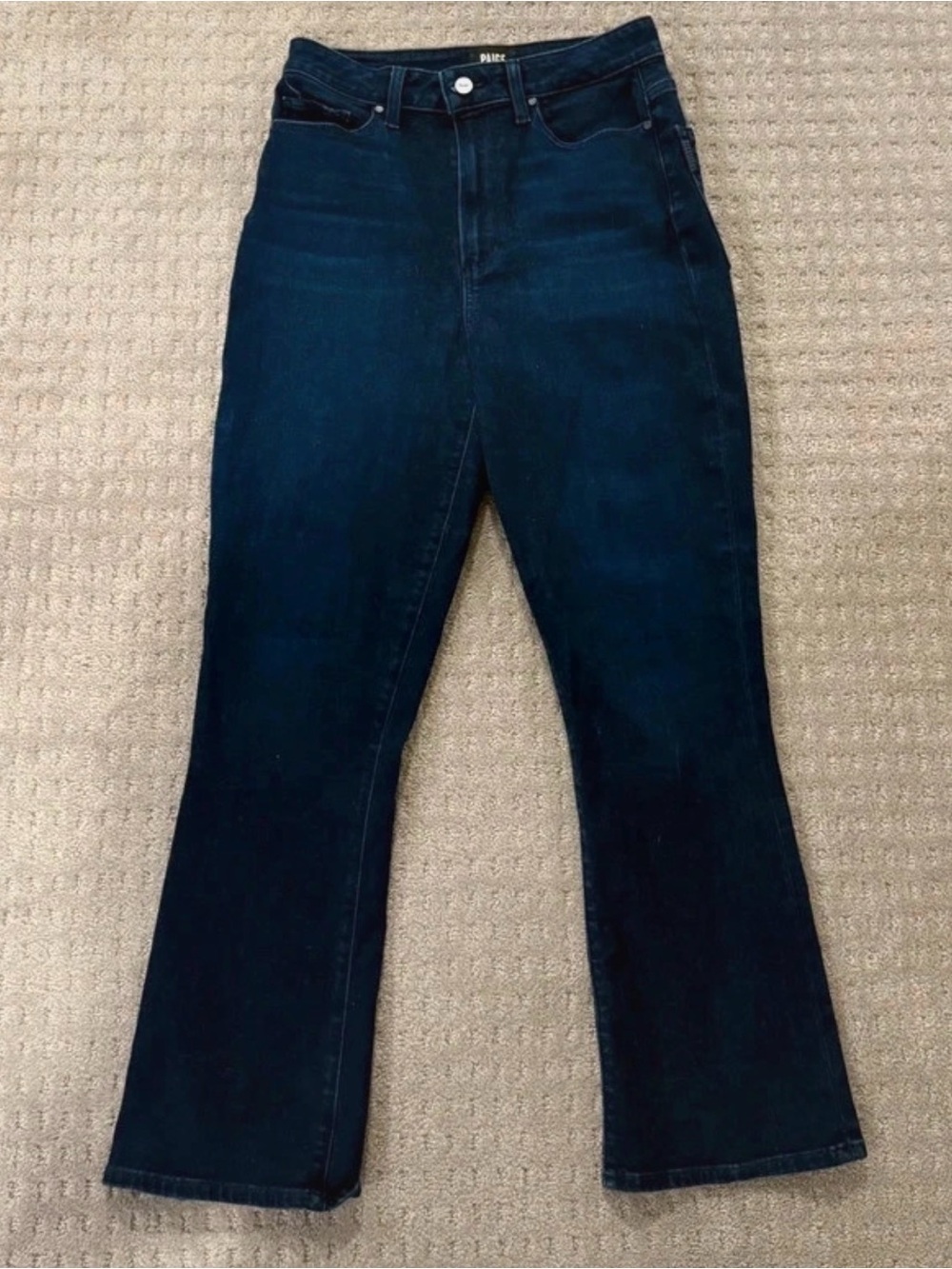 PAIGE Deep Indigo High-Rise Wide-Leg Jeans